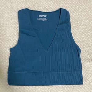 Garage Teal Ribbed Tank Top